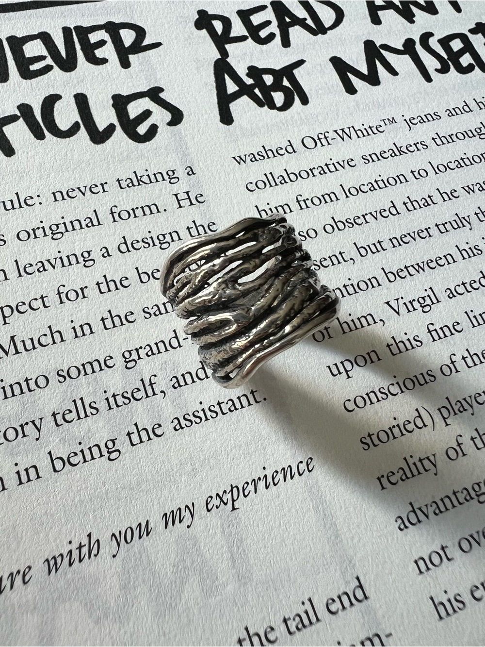 SHABLOOL • Textured Multi-Band Silver Ring